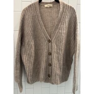 La Maille Sezane cardigan, Tan, V Neck Button Down, size XS, Preppy Grandpa EUC